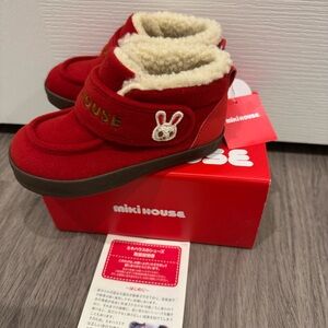 MIKI HOUSE | Second Girls Usako Winter Booties | Red | Size: 10 (16cm)